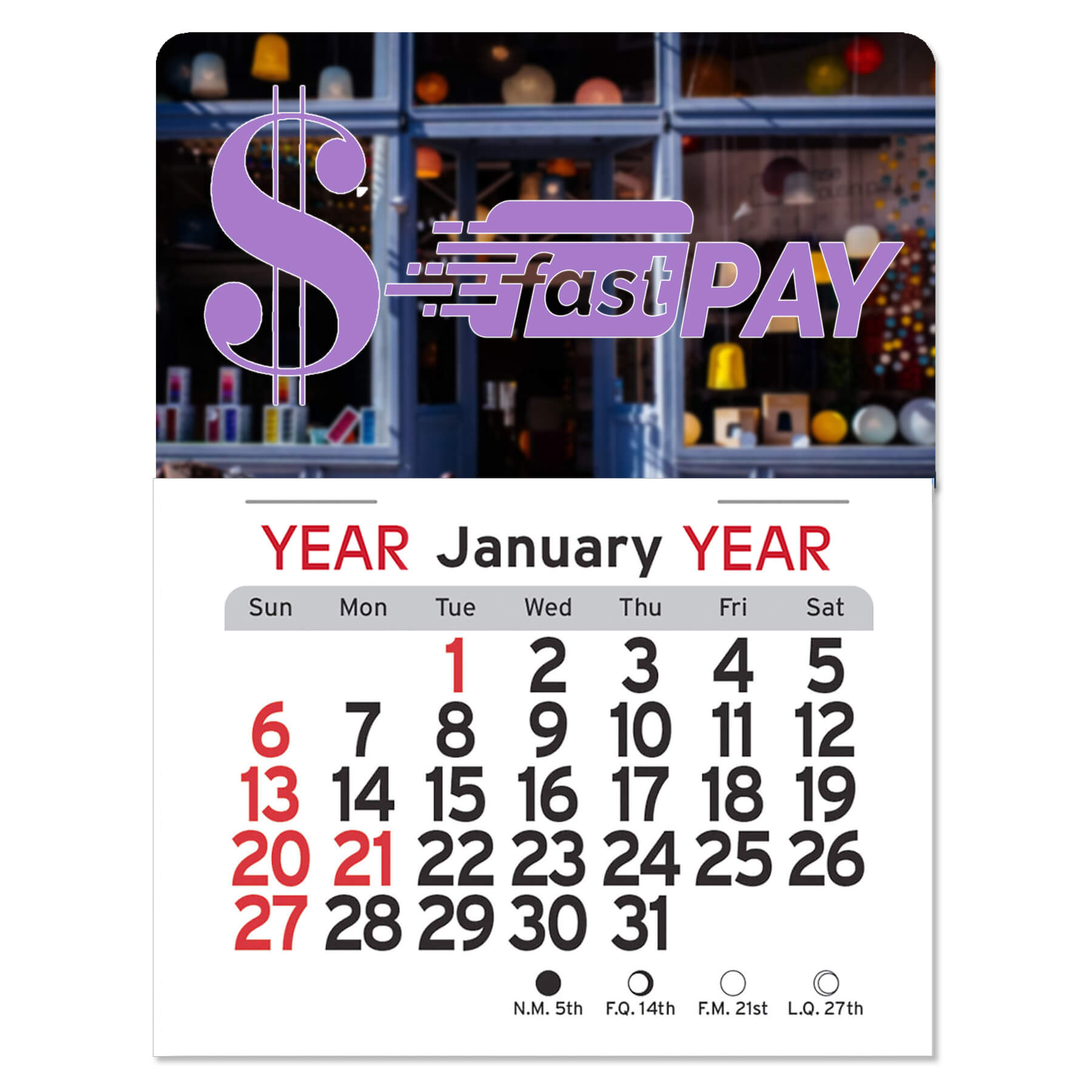1096            - Adhesive Peel-N-Stick® Calendar - Dollar Sign                         
